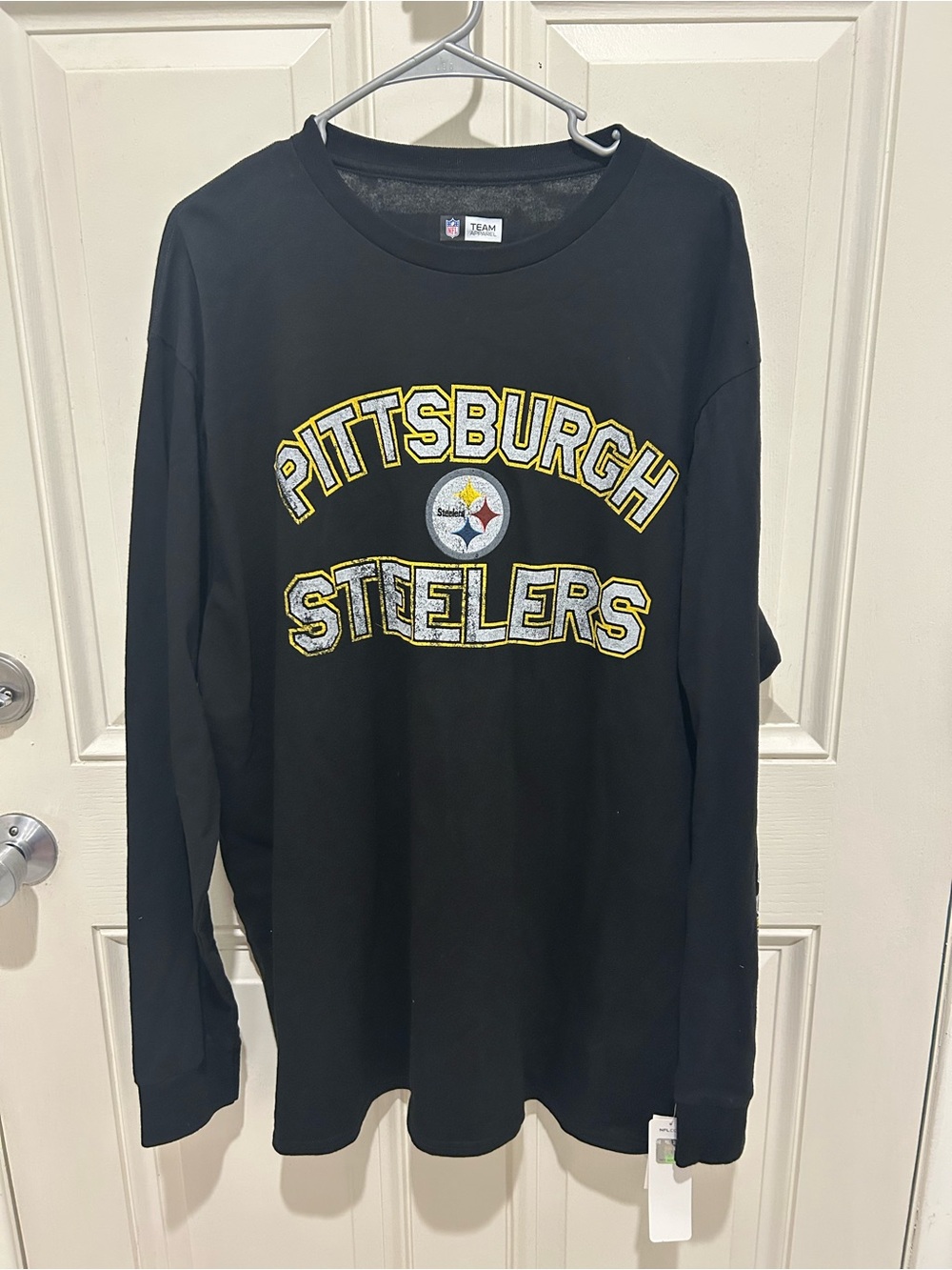 NFL Pittsburgh Steelers Black Long-Sleeve Tee with Yellow Logo